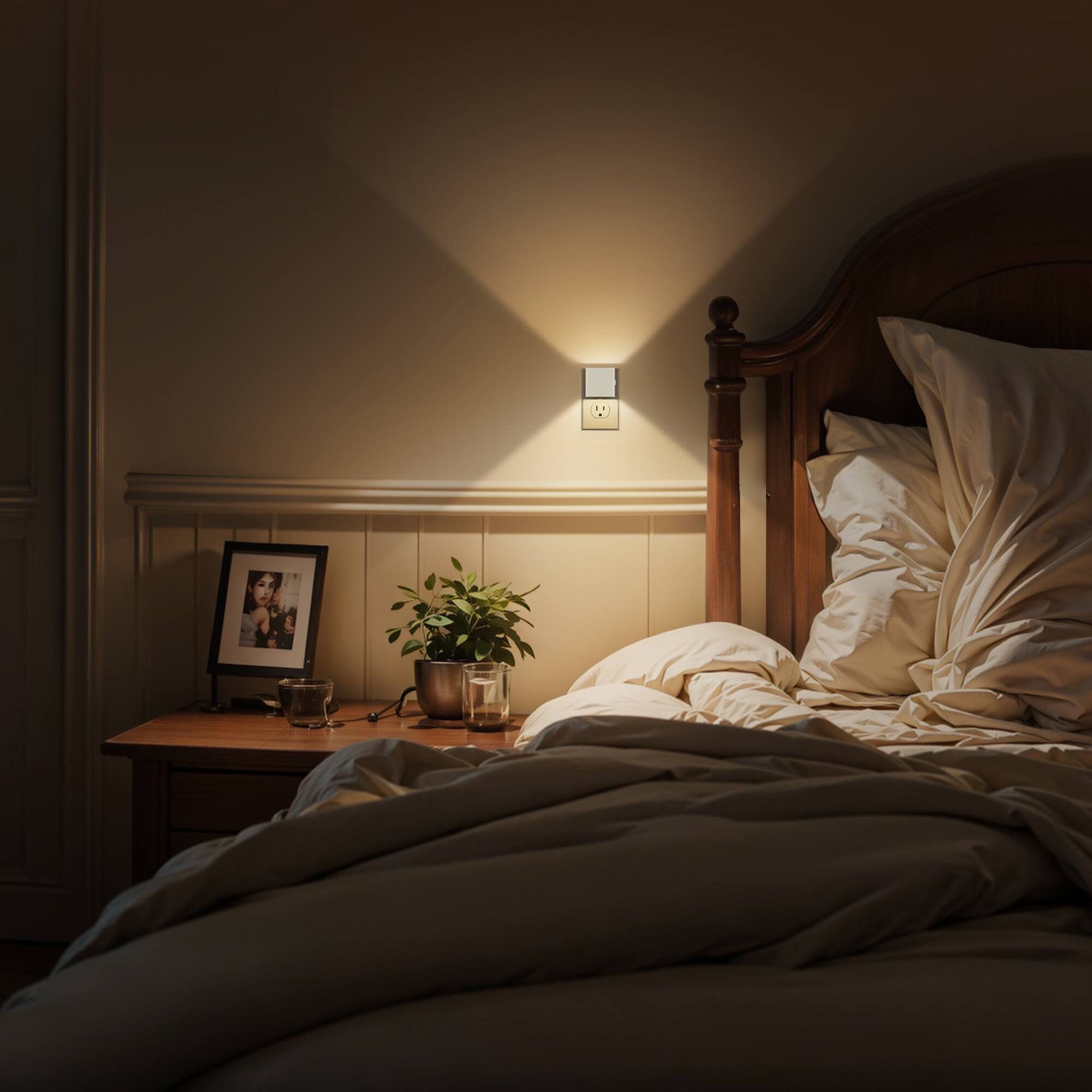 Alt View 3. Jandcase - JANDCASE 2-Pack 1W  Plug-in Night Light, 3000K Warm Glow,Up/Down Light, 3-Step Dimming, Color Memory, Dusk-to-Dawn - White.