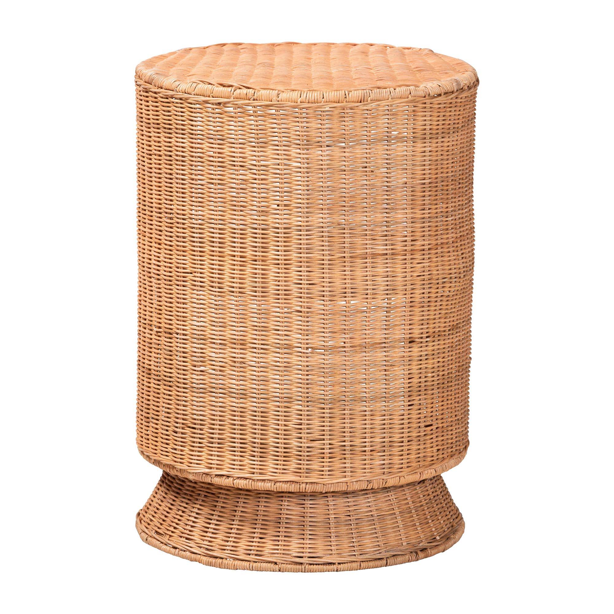 bali & pari Dorielle Natural Rattan End Table with Two Shelves Light ...