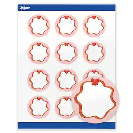 Avery - Avery® Labels, 2" Diameter, Glossy Pink/Red & Gold Bow - White