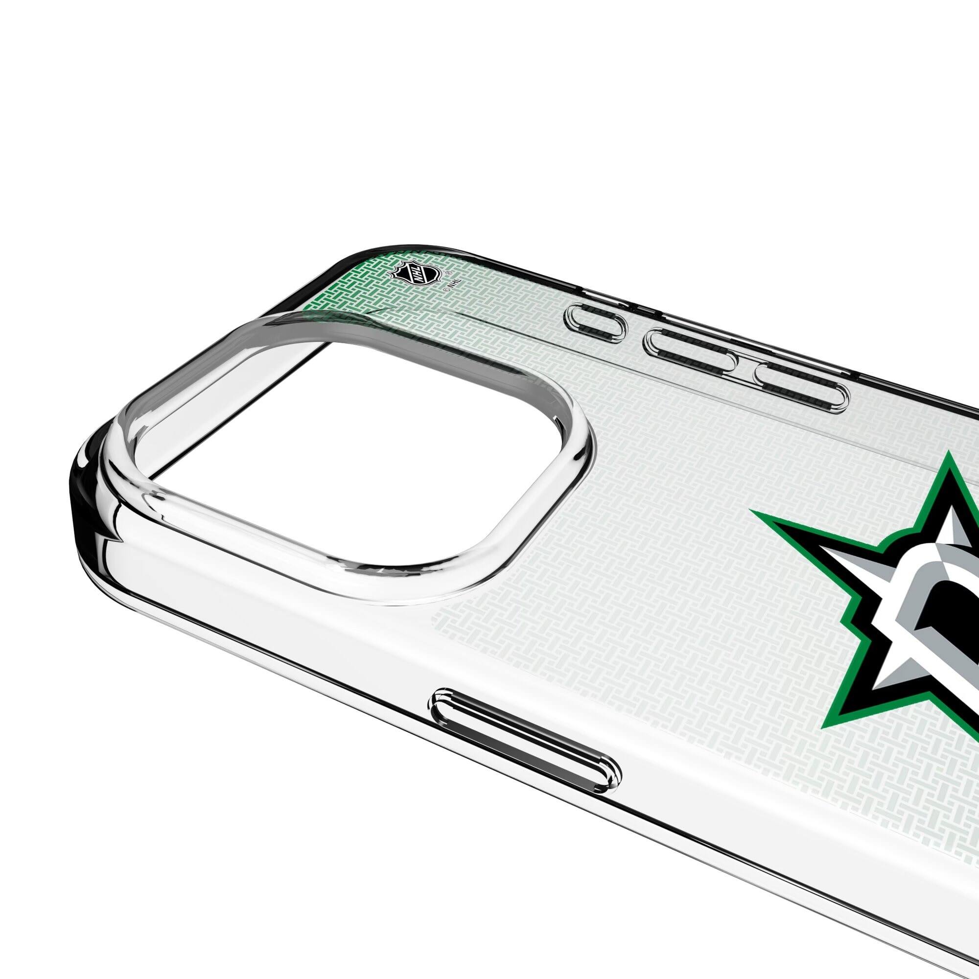 Alt View 2. Keyscaper - Dallas Stars Linen Logo iPhone Clear Case - 16e - Multicolor.