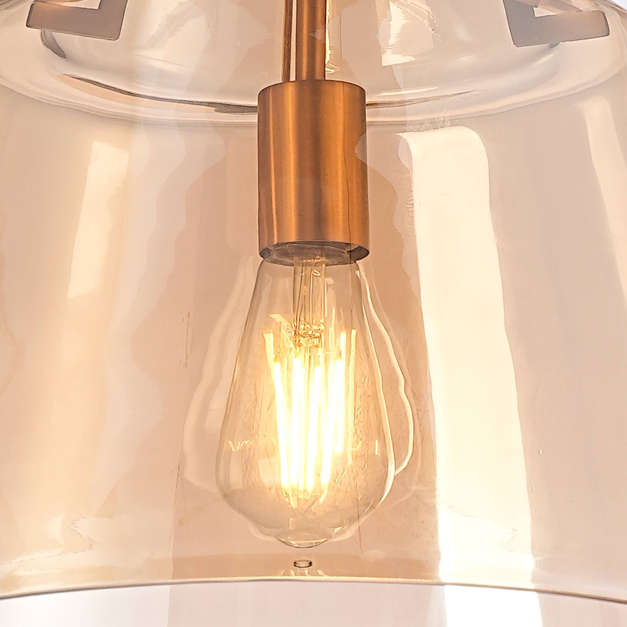Alt View 4. Parrot Uncle - 15" Modern Cone Amber Glass 1- Light Adjustable Pendant Light for Kitchen Island and Dining Room - Amber.