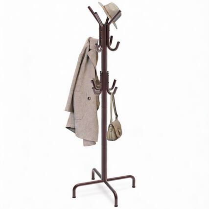 Front. Frangdom - Metal Standing Coat Rack with 12 Hooks Classic Finish - Bronze 15.3"D x 15.3"W x 72"H.