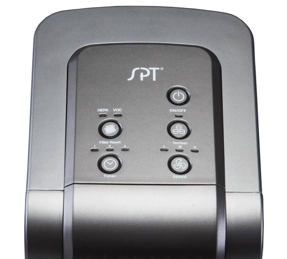 Sure, here is the corrected and grouped text from the image:

- SPT®
- HEPA VOC
- Filter Reset 1 2 4
- Timer
- ON/OFF
- Ionizer L M H
- Speed