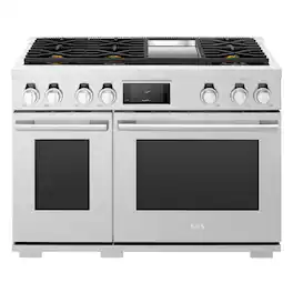 SKS - Pro 48-inch 7.9 Cu. Ft. Freestanding Smart Dual Fuel Convection Double Oven Range with Chromium Griddle, 6 Burners - Stainless Steel