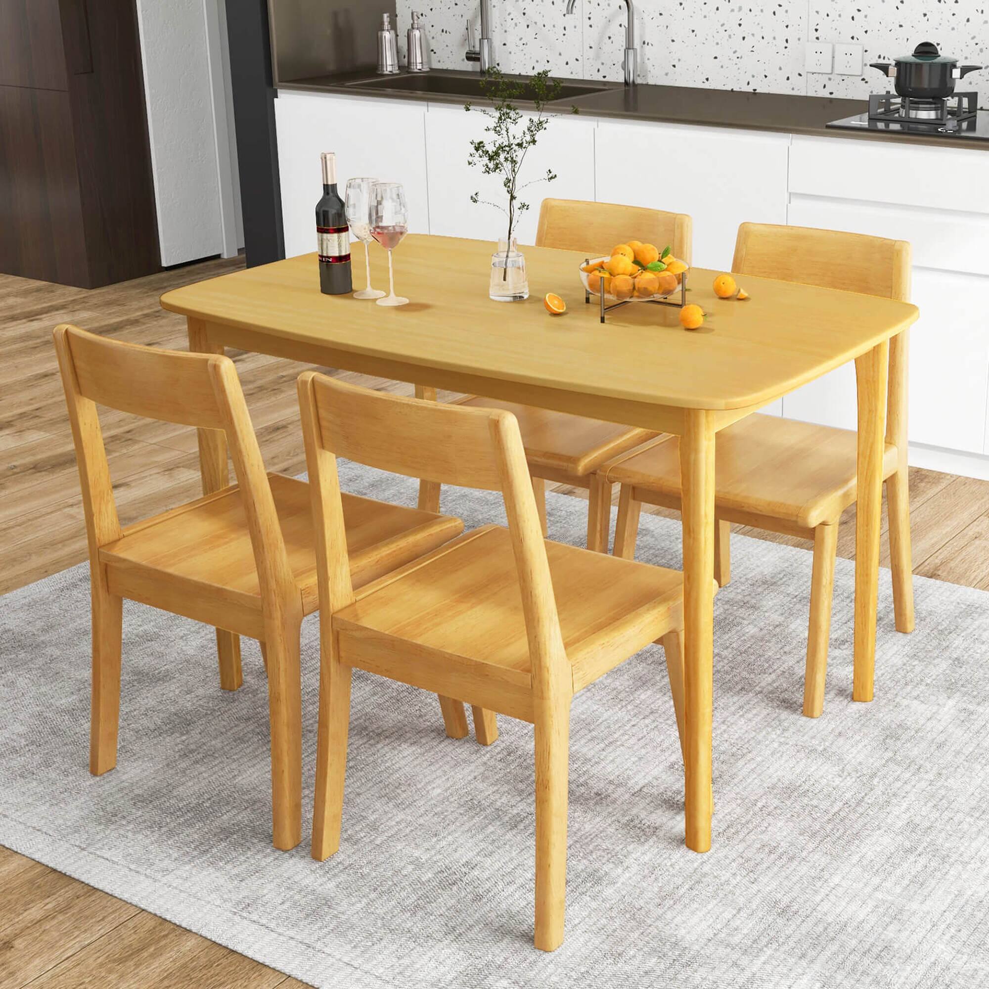 Alt View 3. Costway - 48'' Wooden Dining Table Rectangular Farmhouse Kitchen with Solid Rubber Wood Legs - Natural.