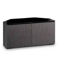 Salamander Designs - Chameleon Collection Seattle 221 Twin Corner AV Cabinet (Gray Oak with Black Glass Top) - Black/Gray - Front_Zoom