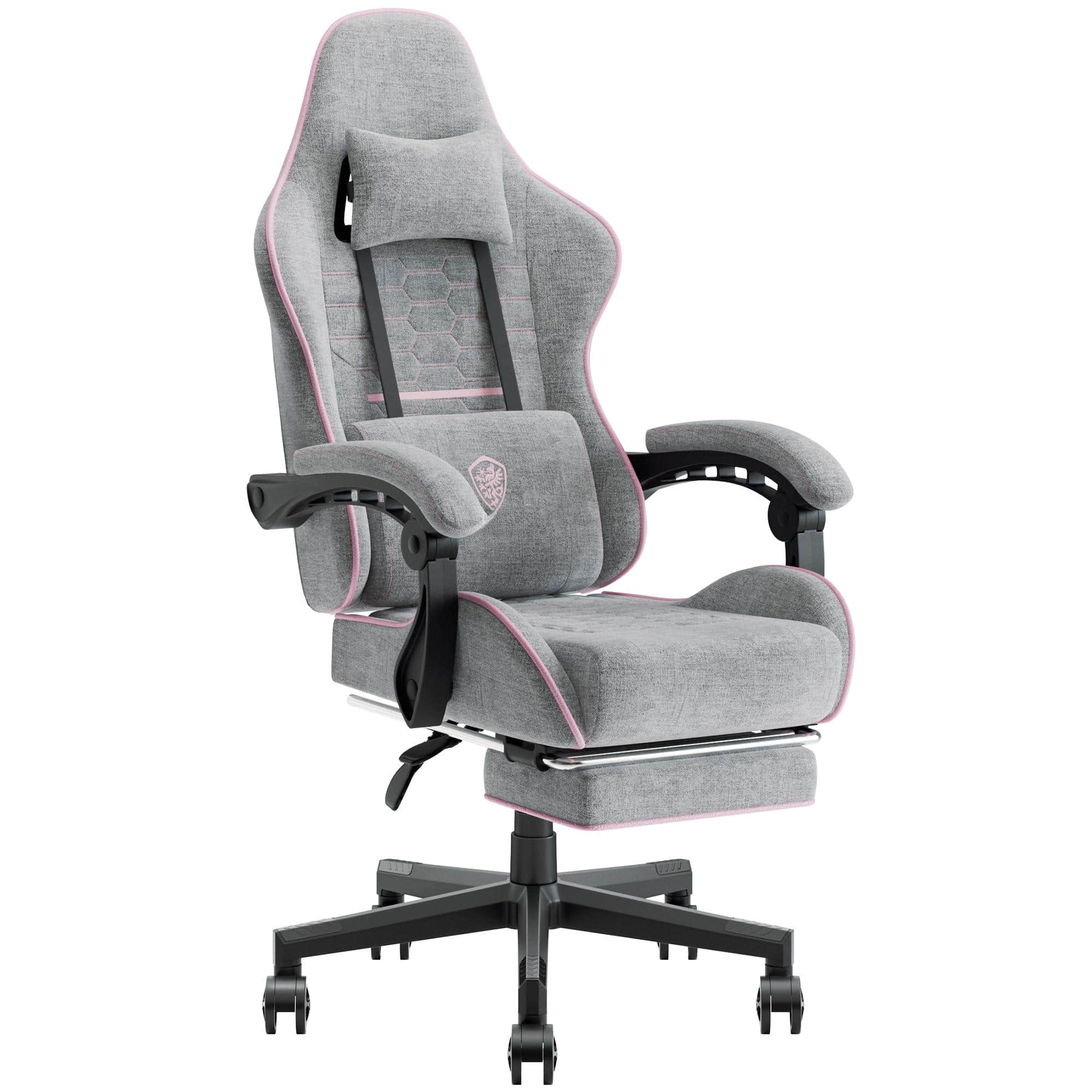 Hirose Alice - Dowinx Gaming Chair Fabric with Pocket Spring Cushion, Massage Game Chair Cloth with Headrest, Ergonomic Co - Pink Standard
