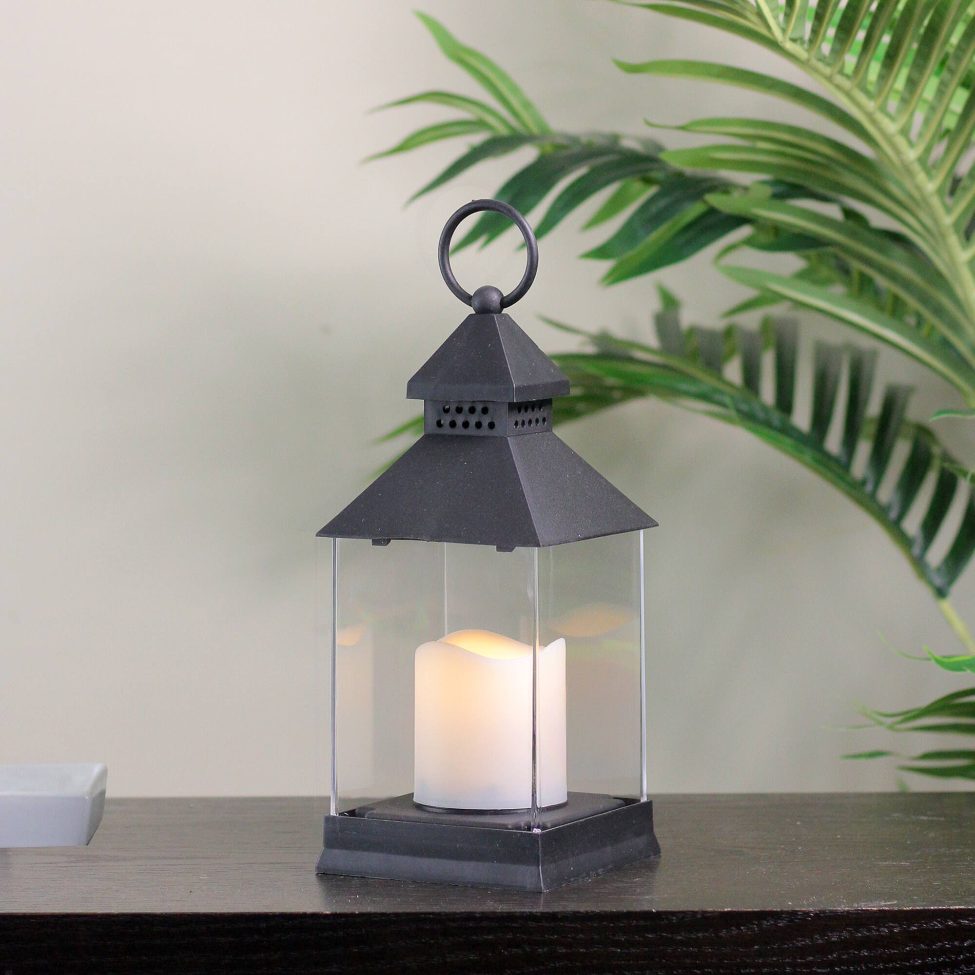 Alt View 1. Northlight - Candle Lantern with Flameless LED Candle - 9.5" - Black - Black.