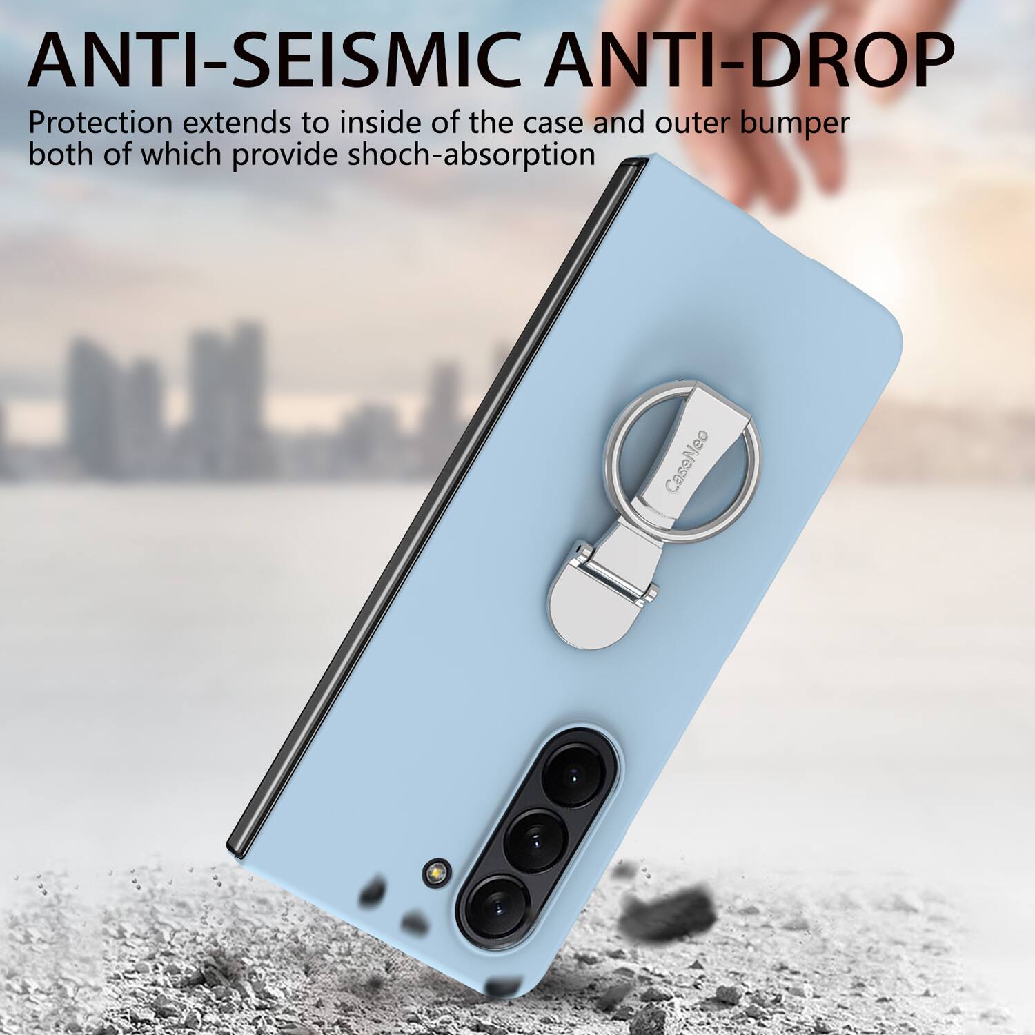 ANTI-SEISMIC ANTI-DROP  
Protection extends to inside of the case and outer bumper both of which provide shock-absorption
