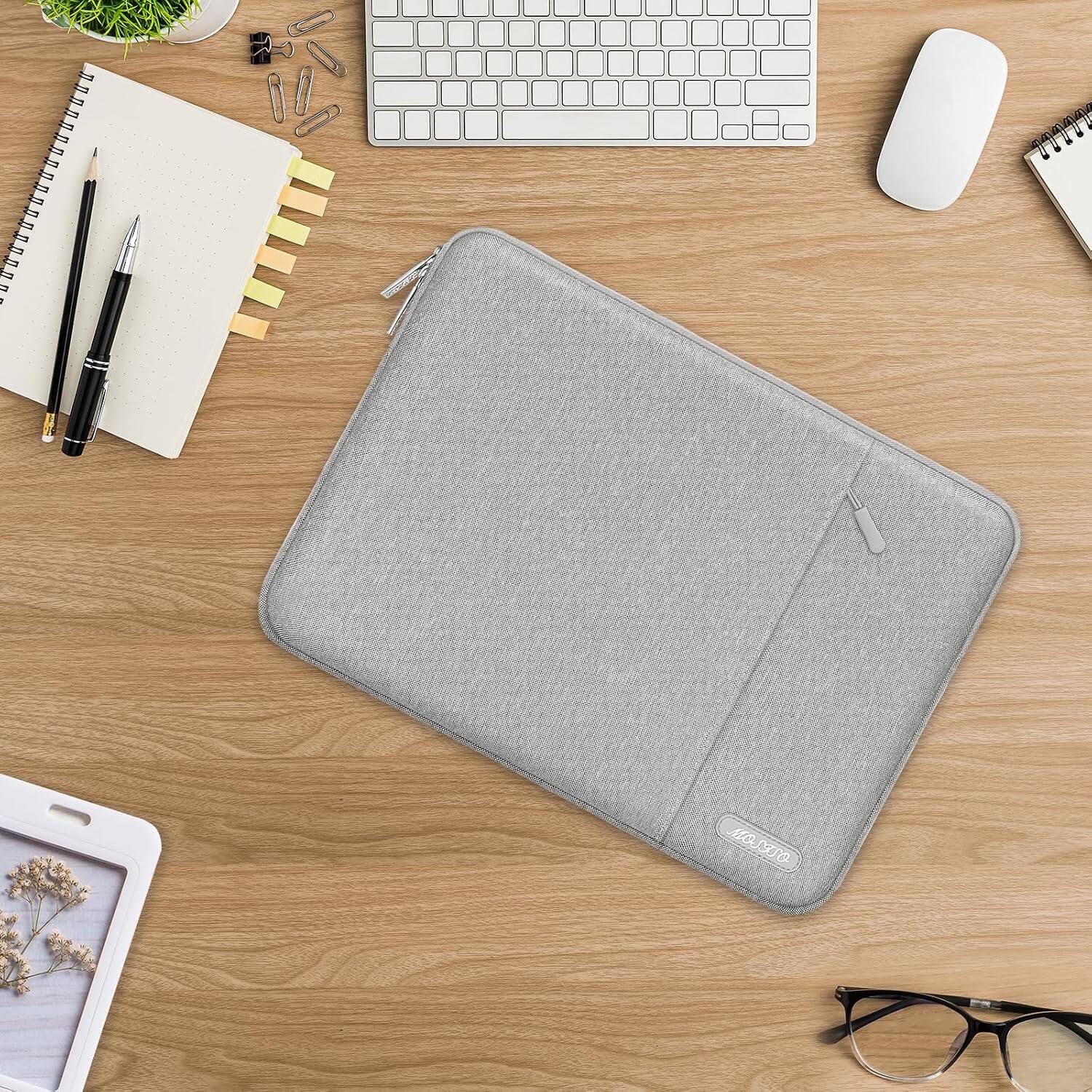 Alt View 5. mosiso - 17-17.3 inch Laptop Sleeve with Pocket, Polyester Vertical Case for Dell HP Lenovo Asus Acer Alienware Notebook - Gray.
