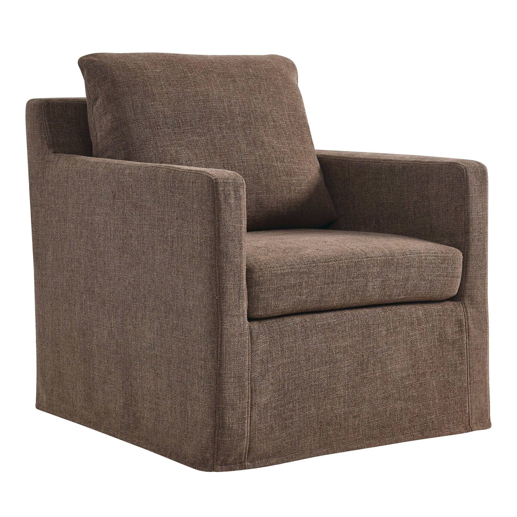 Front. Modway - Serene Fabric Slipcovered Swivel Armchair by Modway - Brown.
