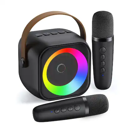 Front. Dazzed Corner - Portable Bluetooth,Karaoke Speaker - Black.