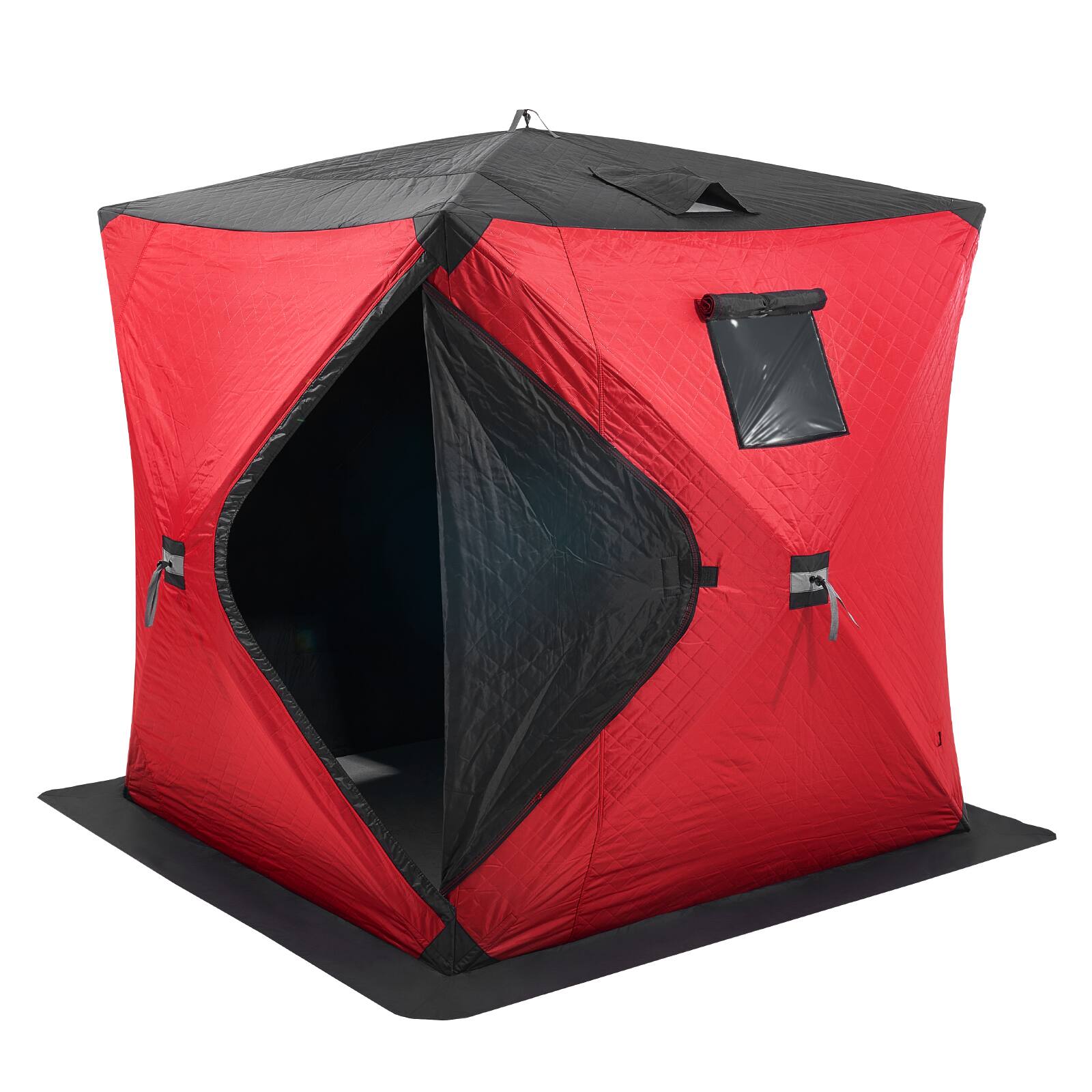 Front. VEVOR - Portable Ice Shelter, 3-4 Person Insulated Pop-Up Ice Fishing Tent, 35 Square Feet Fishable Area, Thermal Ice Shanty - Red.