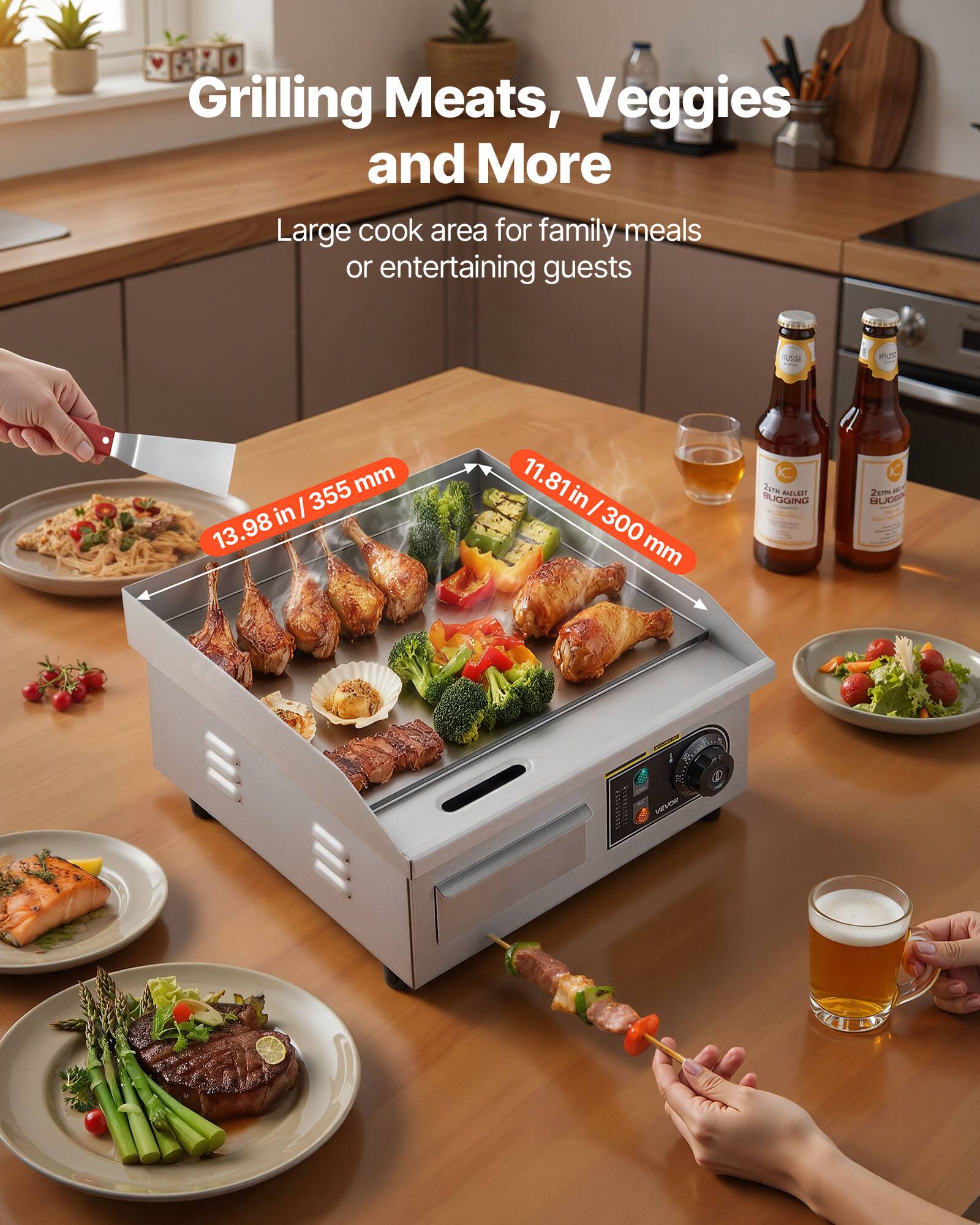 Grilling Meats, Veggies and More  
Large cook area for family meals or entertaining guests  

ATILOS  
355 mm in / 13.98 in  
11.81 in / 300 mm  

2178 GULDT BUGGING  
2 BUGBA  
111  

NEVOR
