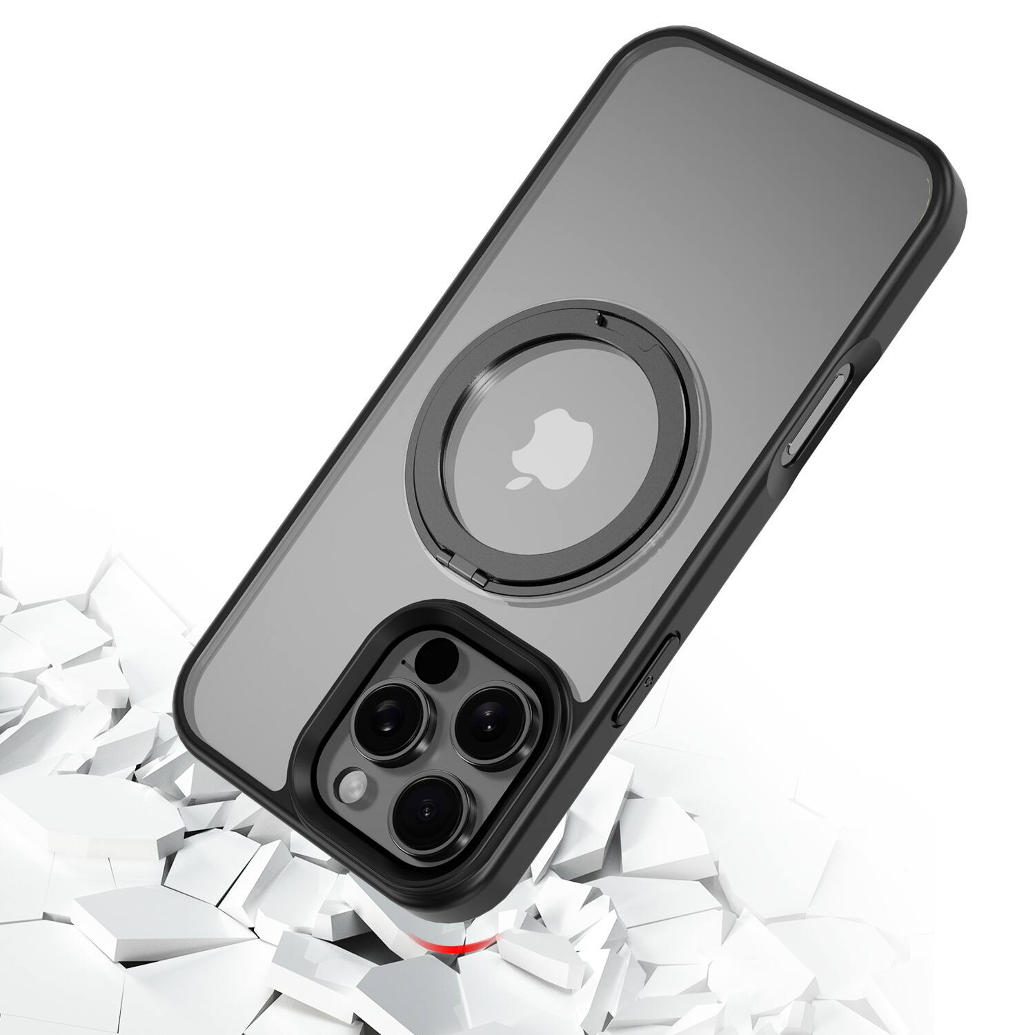 Alt View 4. Mybat Pro - MyBat Pro Lure Series 360° Ring Stand MagSafe Case for Apple iPhone 16 Pro Max - Black - Clear/Black.