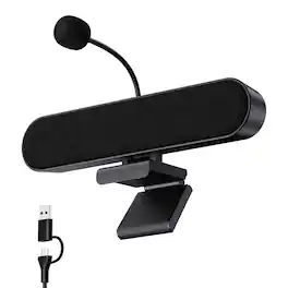 Dazzed Corner - USB Computer Speakers with Mic, Clip-On Sound Bar - Black