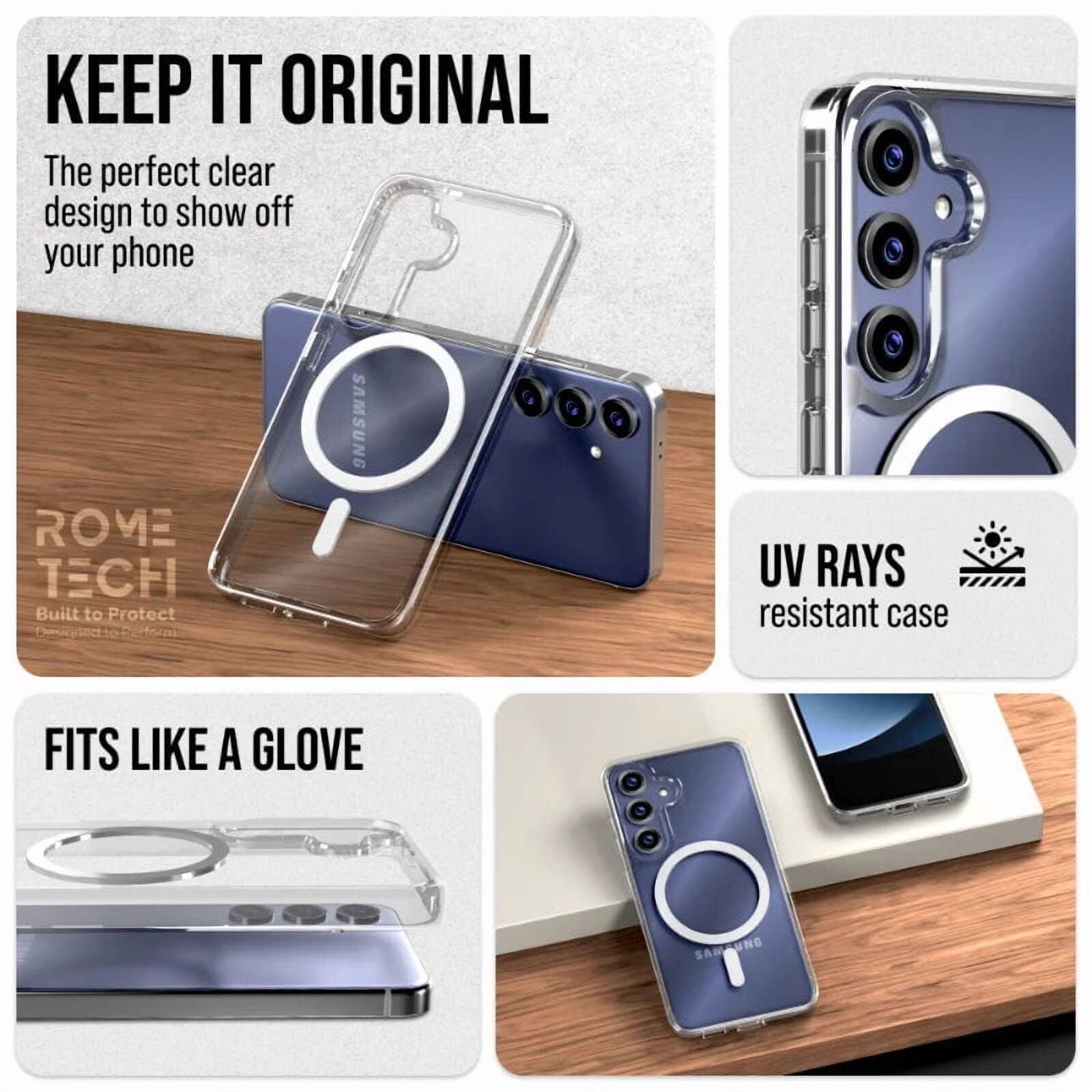 KEEP IT ORIGINAL  
The perfect clear design to show off your phone  

ROME TECH  
Built to Protect  

UV RAYS resistant case  

FITS LIKE A GLOVE