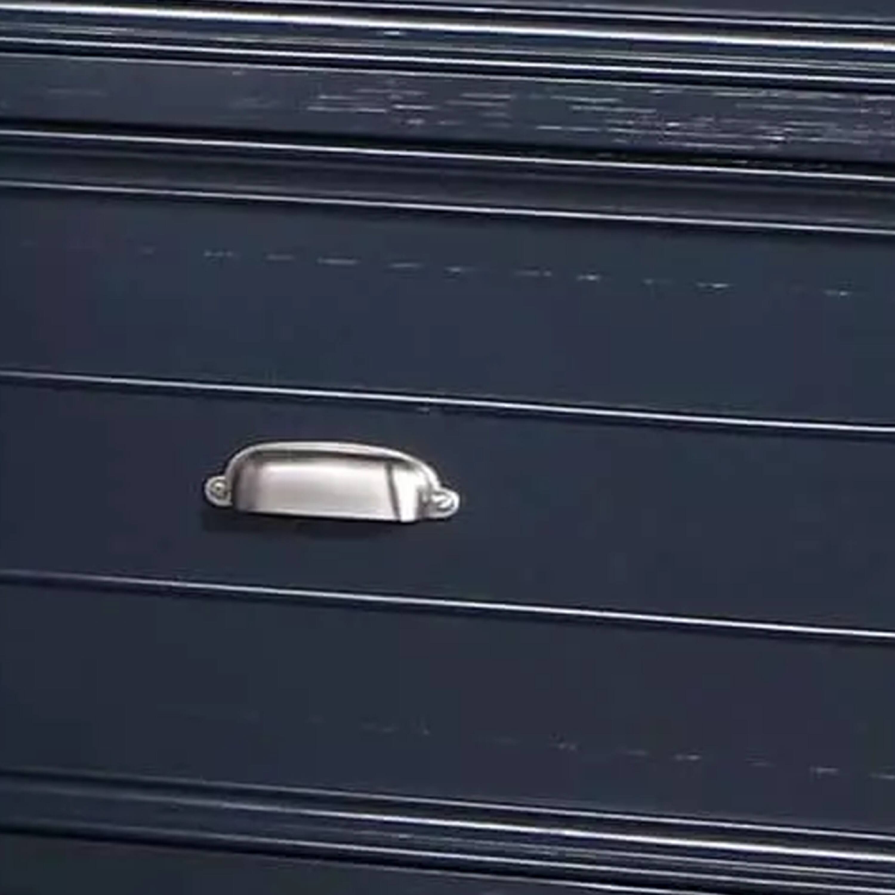 Alt View 2. Manhattan Lane - Zeny Nightstand, 1 Cup Handle Drawer with 1 Shelf, Solid Wood - Slate Blue, Nickel.