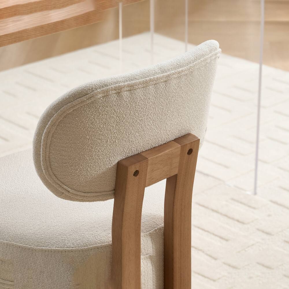Alt View 8. Loheer - Loheer Wooden Dining Chairs Set of 2 Modern Fabric Upholstered Farmhouse Kitchen Chairs Beige - Beige.