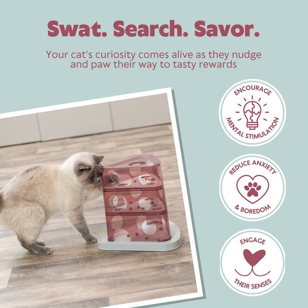 Swat. Search. Savor.

Your cat's curiosity comes alive as they nudge and paw their way to tasty rewards

- ENCOURAGE MENTAL STIMULATION
- REDUCE ANXIETY & BOREDOM
- ENGAGE THEIR SENSES