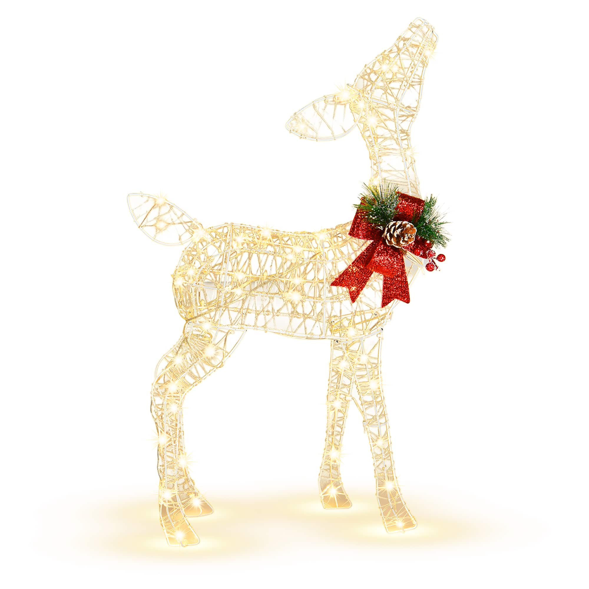 Costway Lighted Christmas Reindeer w/ 50 LED Lights Outdoor Yard Christmas Decorations - Bright