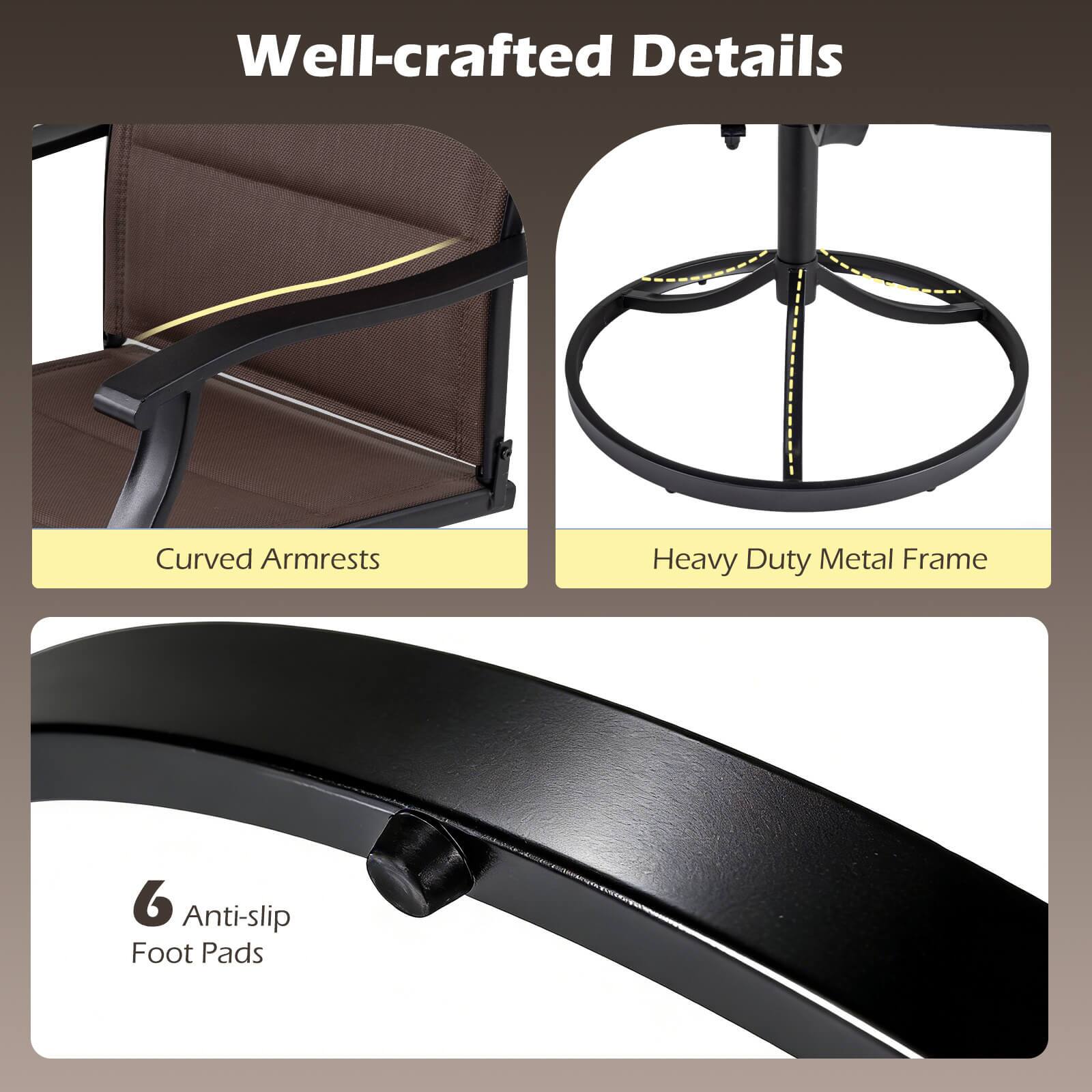 Well-crafted Details

- Curved Armrests
- Heavy Duty Metal Frame
- 6 Anti-slip Foot Pads