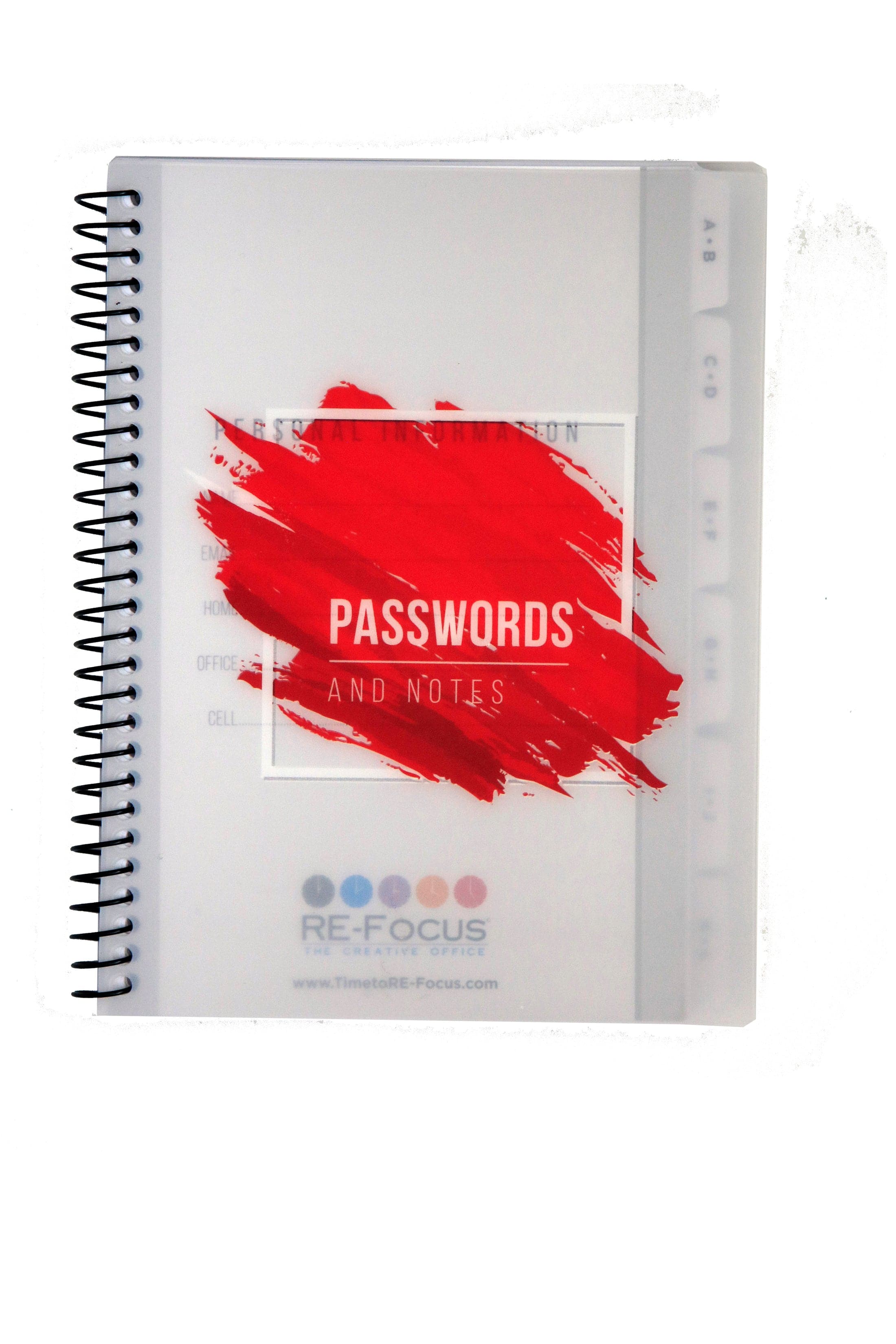 RE-FOCUS THE CREATIVE OFFICE - Password Log Book, Small, 120 Pages - Red