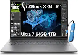 HP - ZBook X G1i 16'' FHD+ Mobile Workstation AI Laptop - NVIDIA RTX PRO 1000 - Intel Core Ultra 7 265H - 64GB RAM - 1TB SSD - Silver