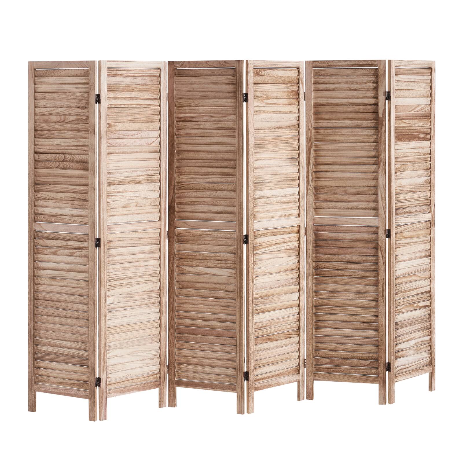 Alt View 5. VEVOR - Wood Room Divider, 6 Panel Wood Folding Privacy Screen, 66.9 Inches Tall Indoor Louvered Partition Divider - Wood.