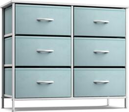 Sorbus - Dresser with 6 Drawers, Furniture Storage Tower Unit for Bedroom, Hallway, Closet Wood Top Fabric Drawers Chest - Aqua