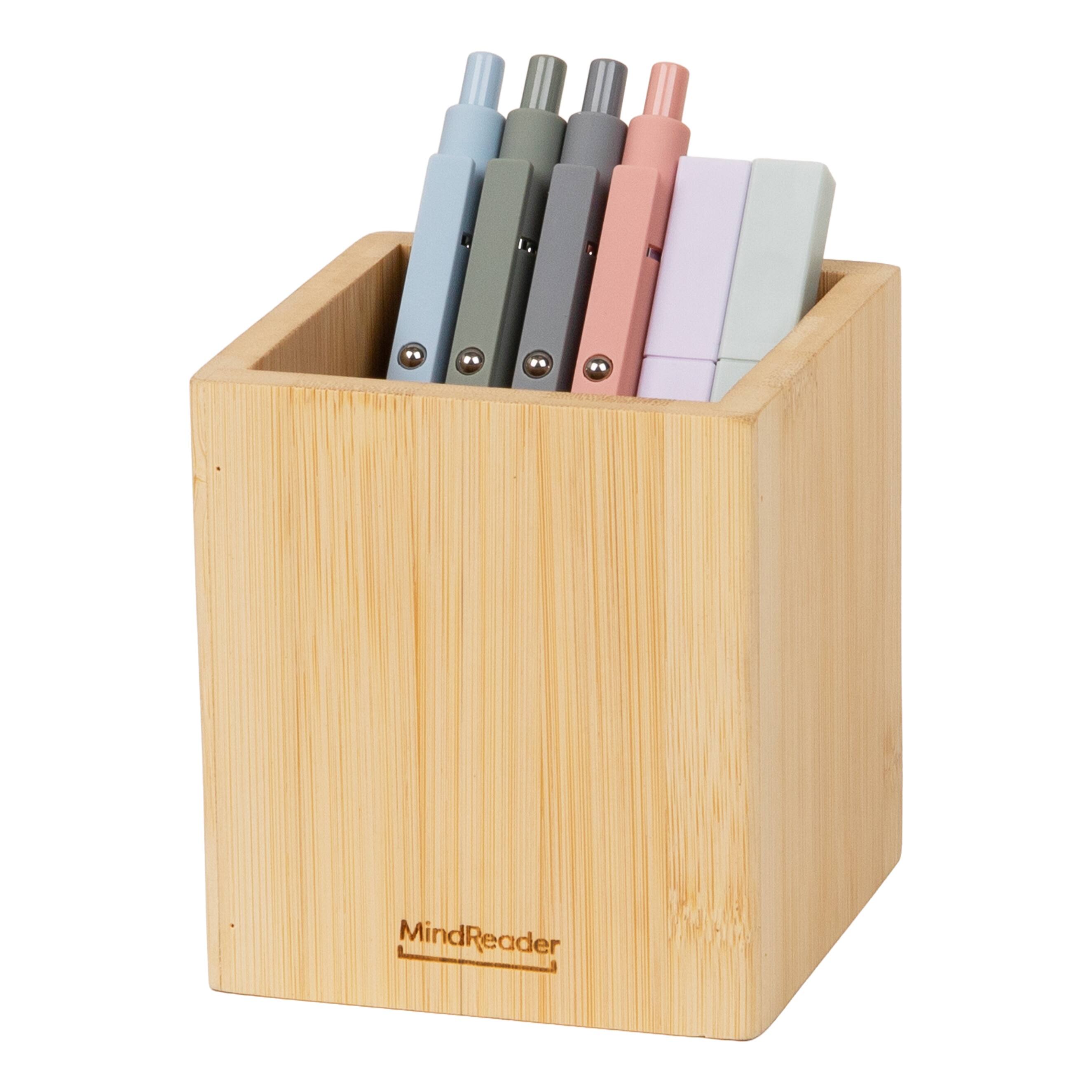 Alt View 4. Mind Reader - Pen Cup, Accessory Holder, Desktop Organization, Office, Bamboo - Brown.