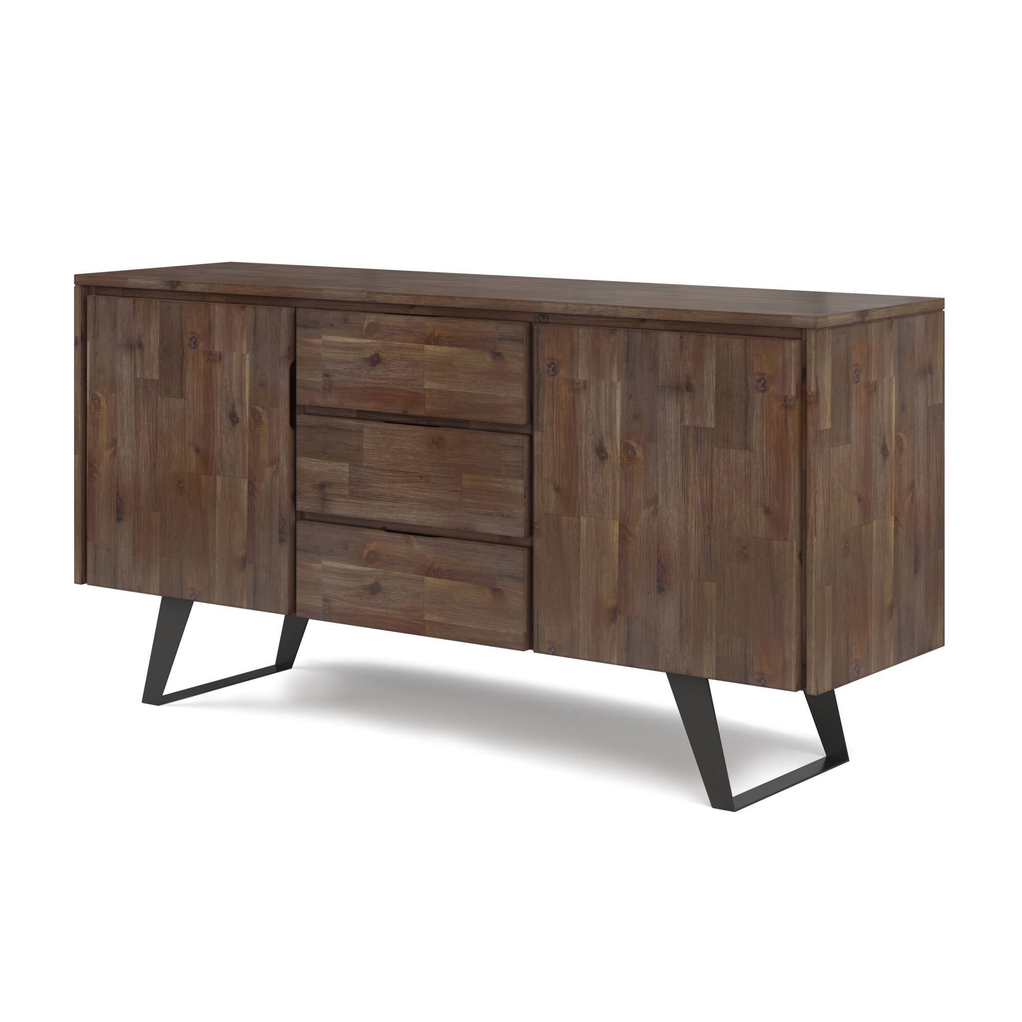 Angle. Simpli Home - Lowry Sideboard Buffet - Rustic Natural Aged Brown.