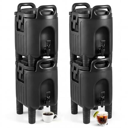 Front. Costway - Costway 4PCS Insulated Beverage Dispensers,Hot and Cold Water Dispensers for Catering - Black.