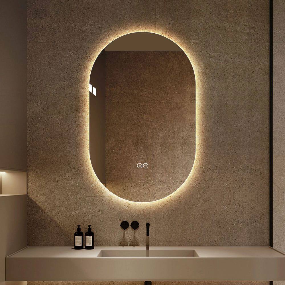 Left. Kadyn - 28"x60" LED Bathroom Vanity Mirror, Shatter-Proof Tempered Glass & Anti-Fog Dimmable Mirror for Makeup/Wall Decor.
