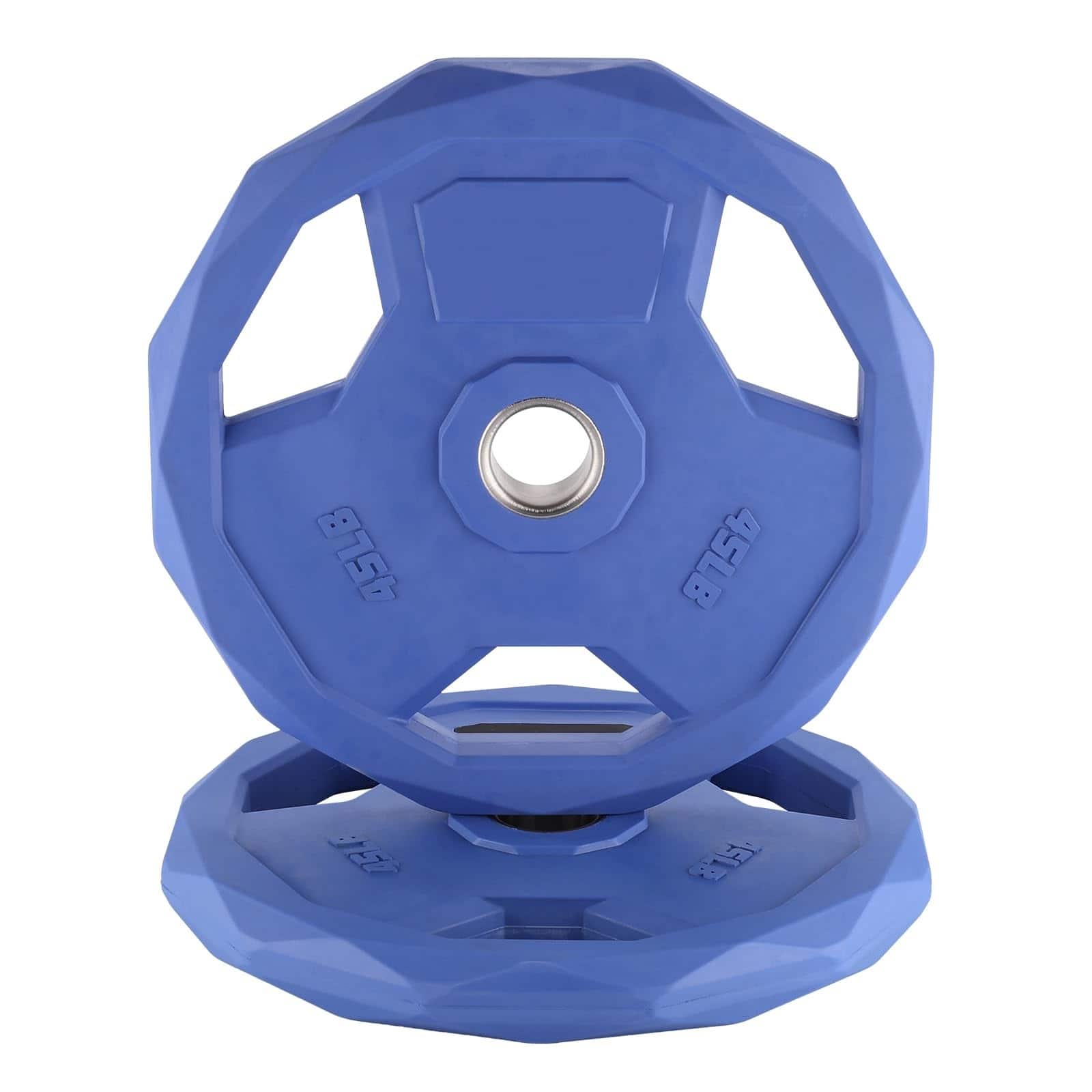 Babevy - Rubber Coated Weight Plates Set, 2-Inch Barbell Weight Plate, Weight Plates for Home Gym - Blue