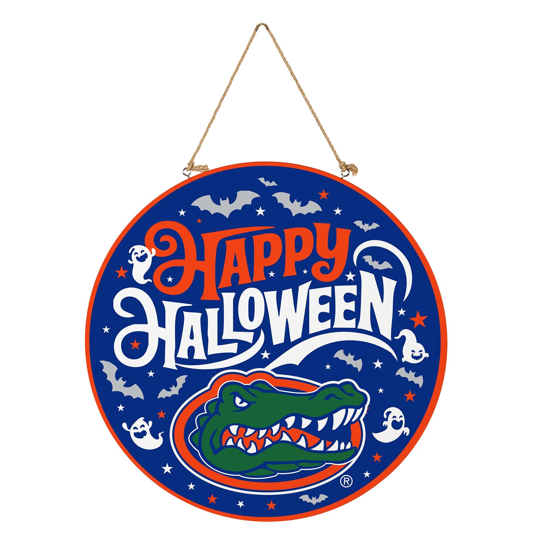 Alt View 2. Evergreen Enterprises - Florida Gators 18" Happy Halloween Wooden Round Door Sign - Multicolor.