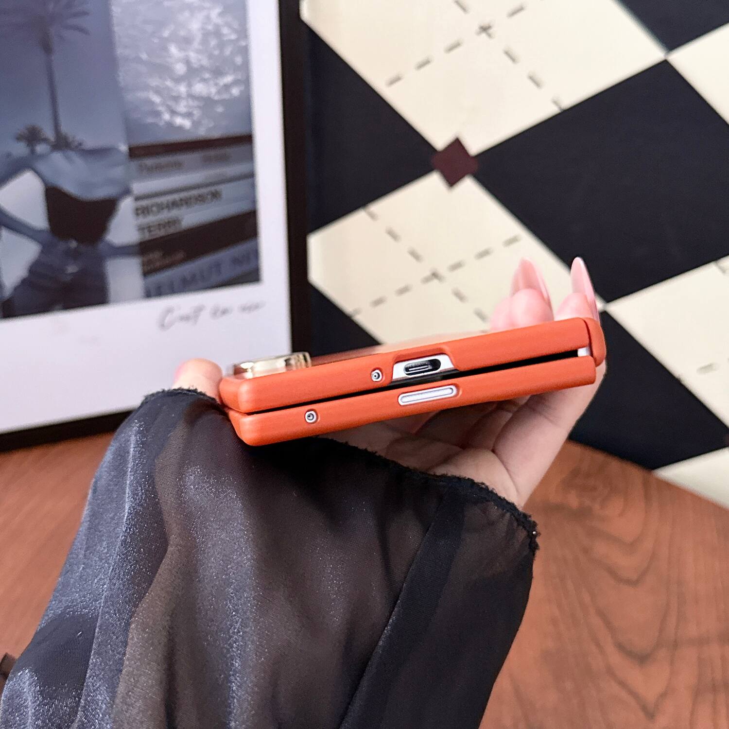 Alt View 3. Dteck - for Samsung Galaxy Z Fold8 Rugged Hinge Protection Case with Tempered Glass Film,Shockproof Matte Slim Mag Safe Cover - Orange.