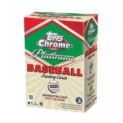Topps Chrome Platinum Baseball Trading Cards 2025
Inspired by the Classic Topps '55 Design!
Officially Licensed Baseball Product of Major League Baseball Players, Inc