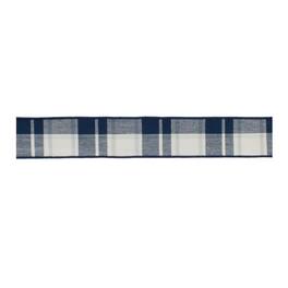 BreeBe - Navy Blue and White Plaid Wired Ribbon (Set of 2) - Blue, White