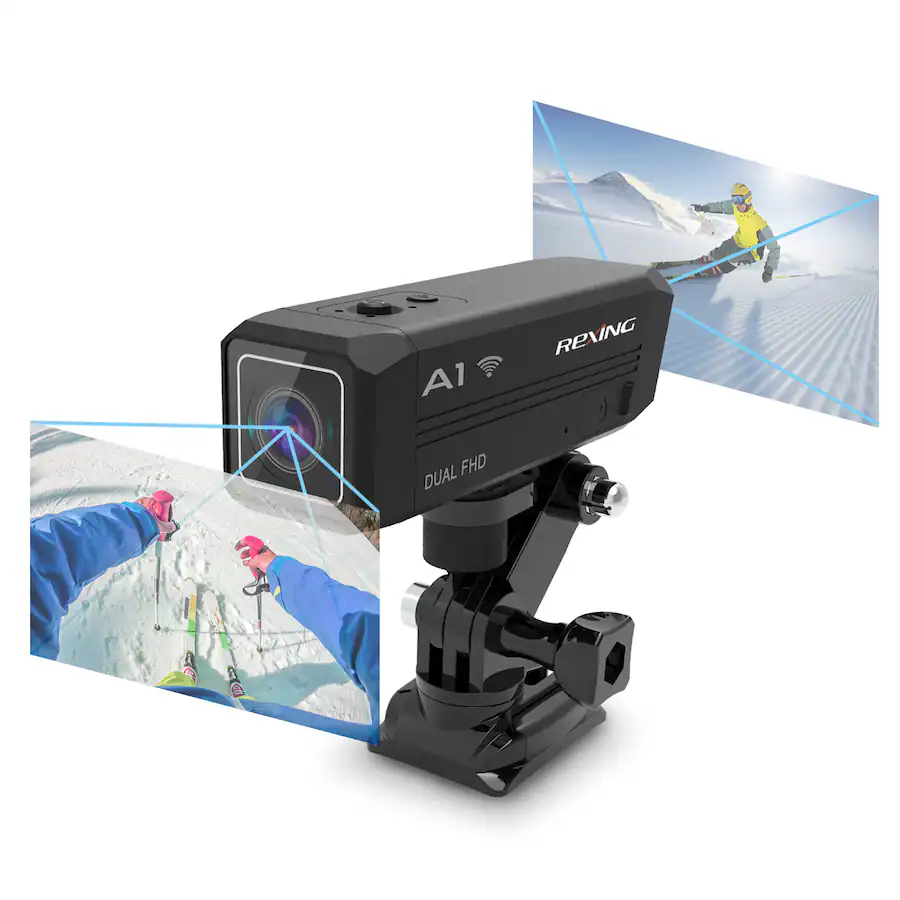 Rexon Camera Rexing A1 Front and Back 1080p Waterproof Action Camera with Wi Fi ...