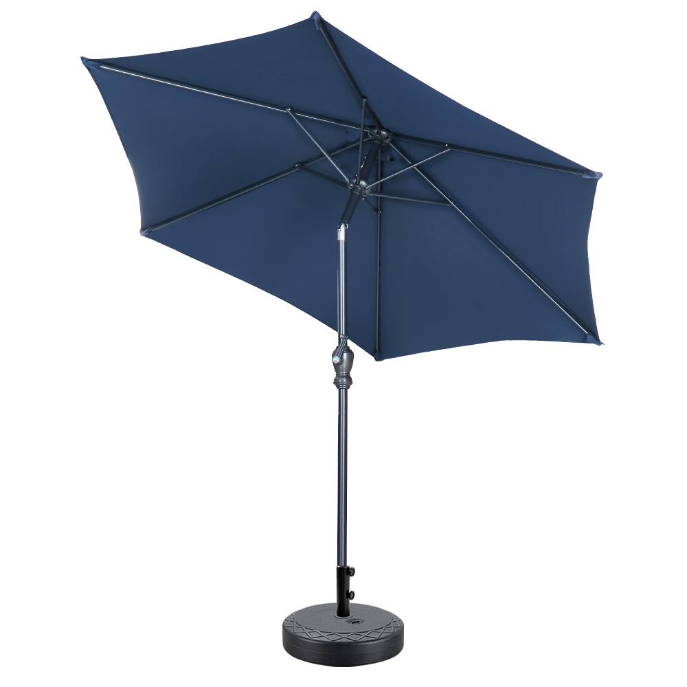 Angle. Ainfox - Ainfox 7.5ft Patio Umbrella With Argyle umbrella base - Navy Blue.