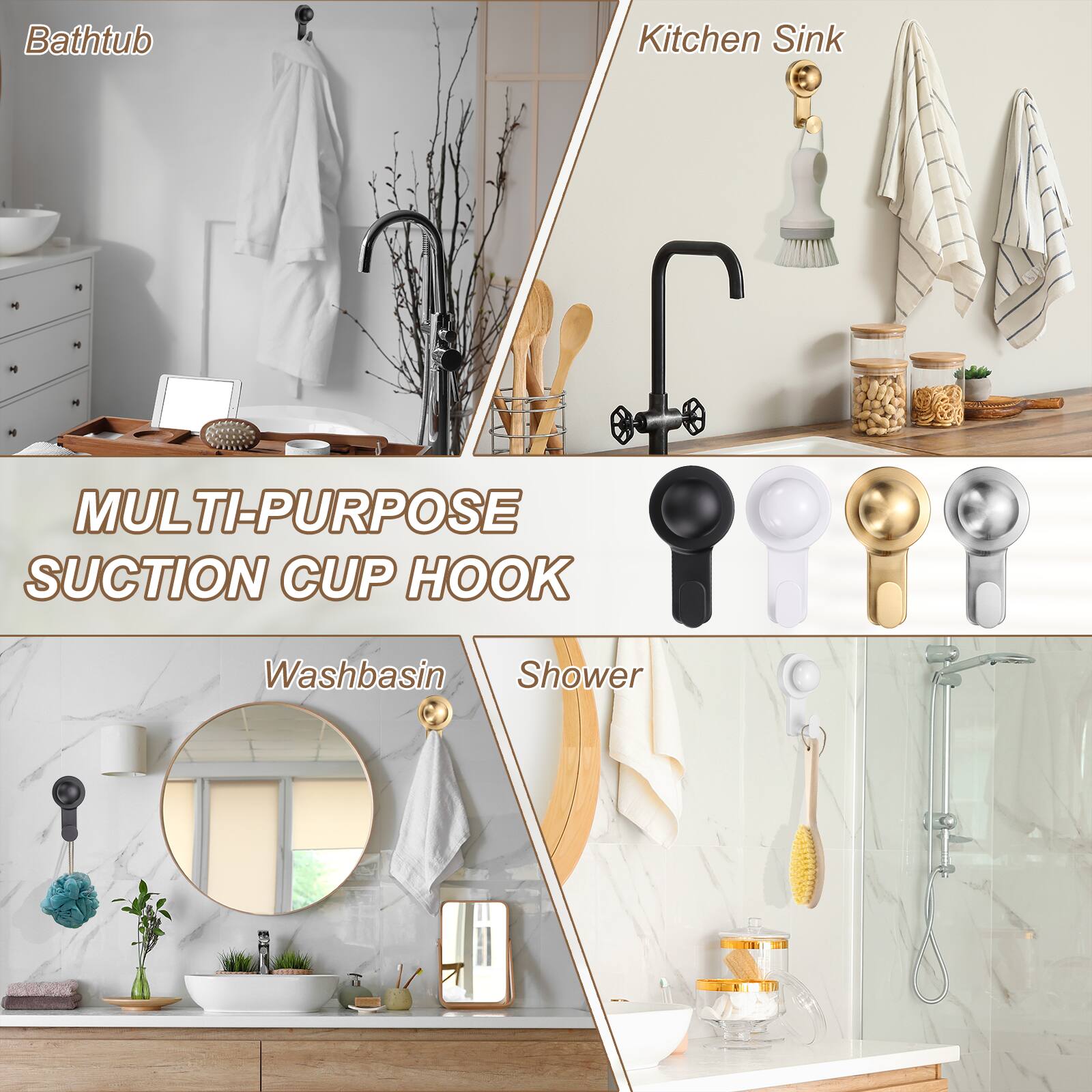 Bathtub Kitchen Sink MULTI-PURPOSE SUCTION CUP HOOK Washbasin Shower