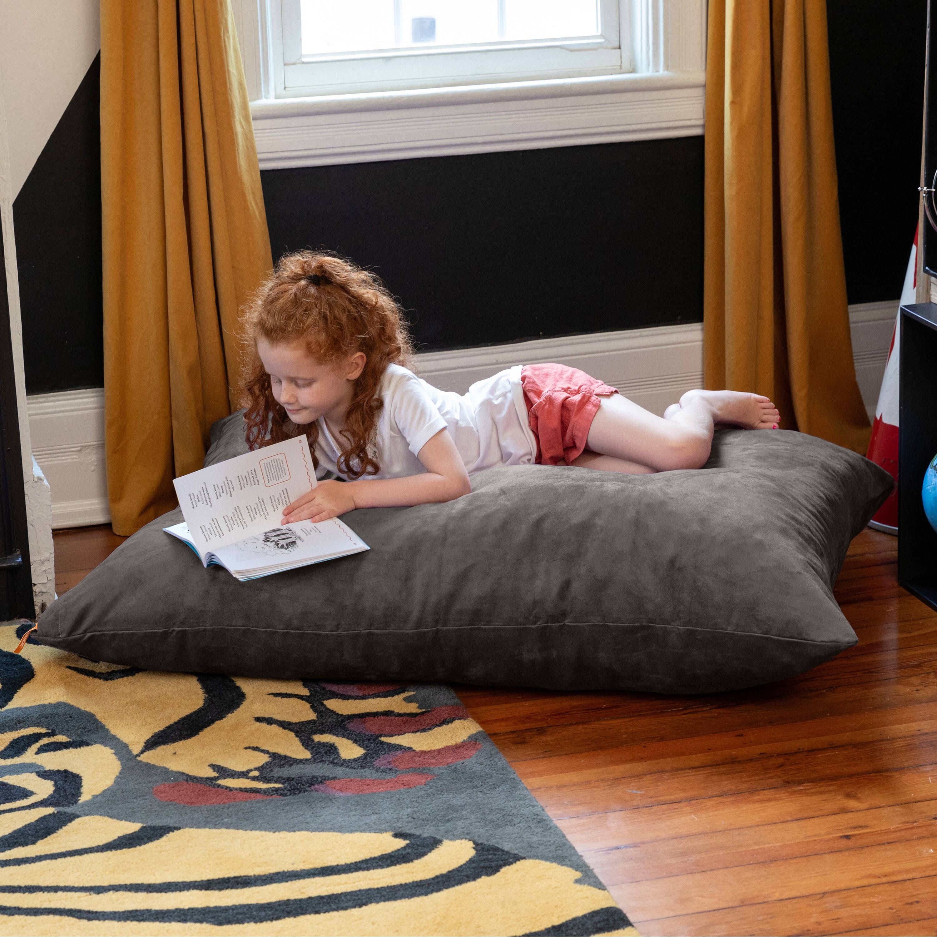 Back. Jaxx - Jaxx 3.5 Ft Pillow Saxx Kids Bean Bag, Charcoal - Charcoal.