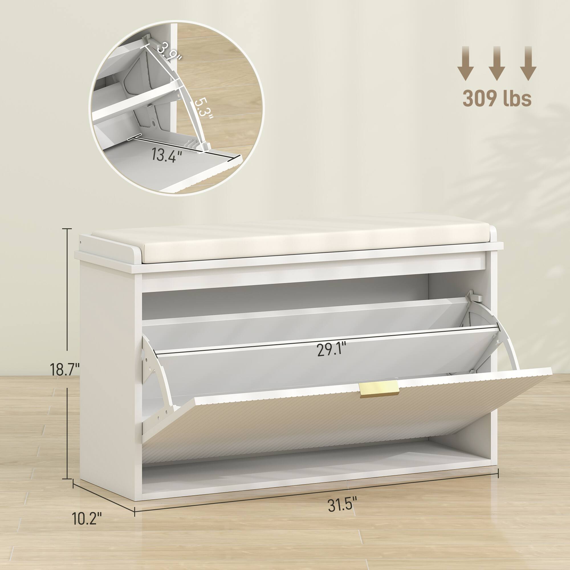 3.9"  
5.3"  
309 lbs  
13.4"  
18.7"  
29.1"  
10.2"  
31.5"