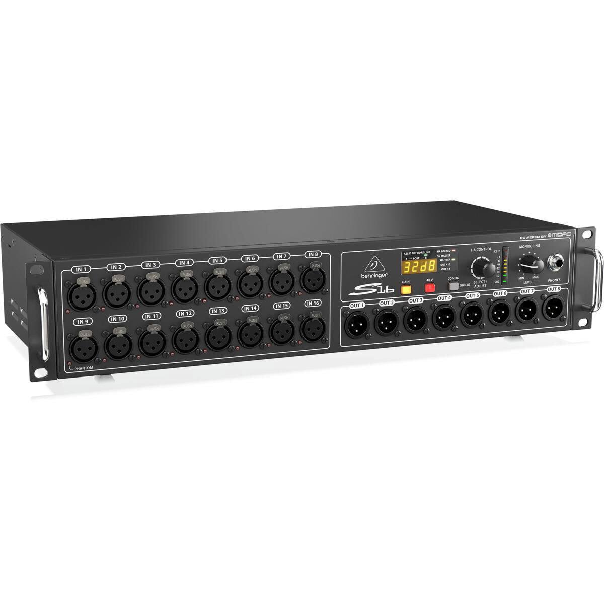 IN1 IN9  
IN2 IN 10  
IN3 IN 11  
IN4 IN 12  
IN5 IN 13  
IN6 IN 14  
IN7 IN 15  
IN8 PUSA IN 16 PUST  
NA CONTROL 865E behringer SLb OUT OUT6 ETUO OUT OUT1 OUT2  
POWERED pt OMOPS MONITORING HN une PHONES OUT7 OUTS  
PHANTOM