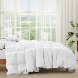 Puredown - 600FP Cooling Lightweight Breathable Down Comforter, Oversized Summer Blanket, Full/Queen - White