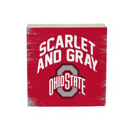 Evergreen Enterprises - Ohio State Buckeyes 6" Square Fan Chant Wood Block Shelf Sign - Multicolor