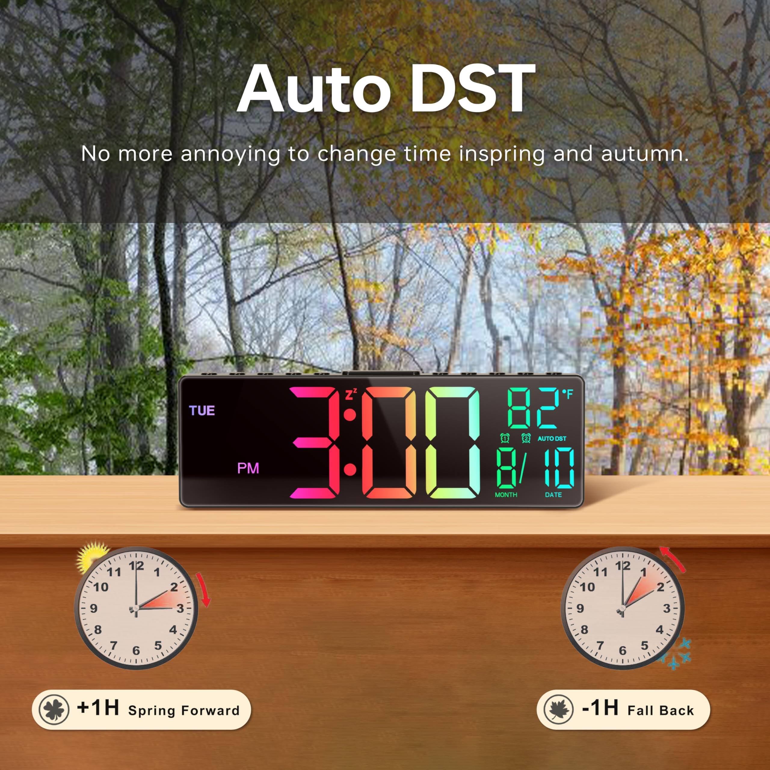 Auto DST  
No more annoying to change time in spring and autumn.

TUE 3:00 PM  
82°F  
8/10

+1H Spring Forward  
-1H Fall Back