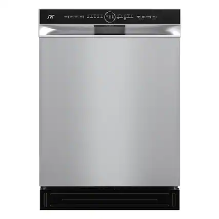 Front. SPT - 24 in. Front Control Built-In Tall Tub Dishwasher in Stainless Steel with 3rd Rack, 5 Cycles, 54 dBA, and Smart Wash - Stainless Steel.