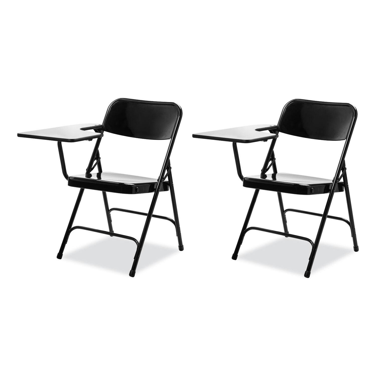 Front. National Brand - 5200 Series Right-Side Tablet-Arm Folding Chair Supports 480 lb 17.25 Seat Height Black 2/Carton - Black|Gray.